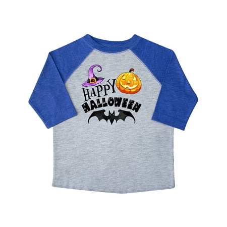 

Inktastic Happy Halloween Bat Witch Hat Jack O Lantern Gift Toddler Boy or Toddler Girl T-Shirt