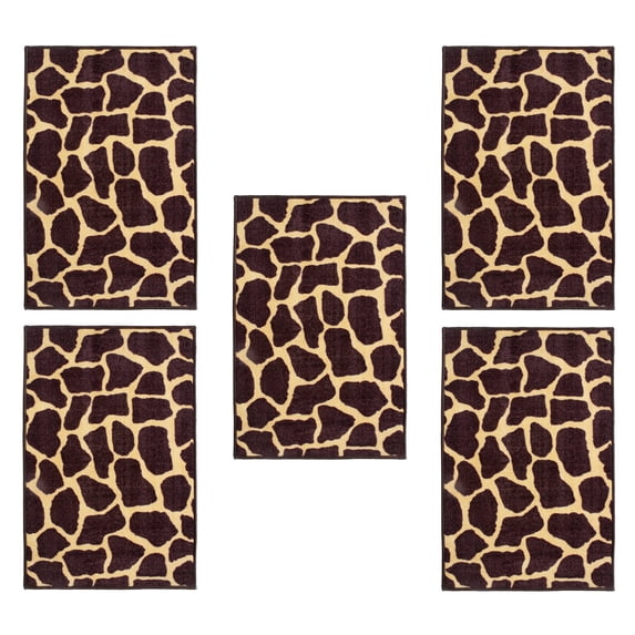 Furnish My Place Giraffe Tall Order Area Rug, Animal Print Area Rug, Pet-Friendly Rug, Baby Nursery Mat, Indoor Area Rug, Perfect for Living Room, Playroom, 2' x 4' Rectangle - Set of 5
