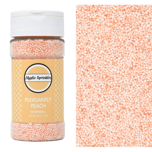 Mystic Sprinkles Pleasantly Peach Nonpareils 3.8 Ounce Bottle