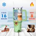 thumbnail image 4 of 40oz Kawaii Green Avocado Design Stainless Steel Flip Straw Tumbler Spill Proof Travel Cup Double Wall Vacuum Insulated Coffee Mug with Top Handle, 4 of 6