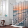 thumbnail image 3 of Summer Beach Sunset Landscape Bathroom Shower Curtain, Coastal Ocean Red Cloud Sky Wave Waterproof Washable Soft Bath Curtain for Bathtub Decor with 12 Hooks&Grommet, 60x72 Inch, 3 of 9