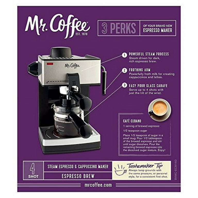 Mr. Coffee 4-Cup Steam Espresso System with Milk Frother