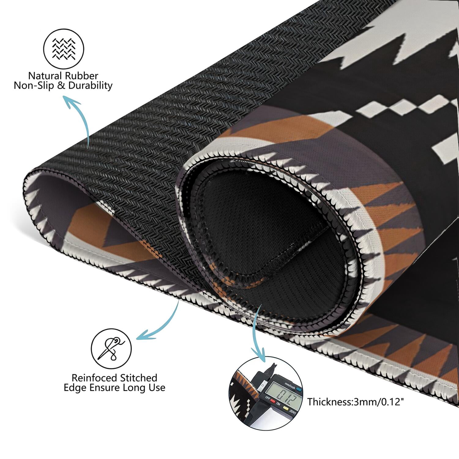 Stylish 31.5 Inch Square Boho Mahjong Mat, Anti-Slip Rubber Game Pad with Noise Dampening for Tiles, Multi-Purpose Mat for Card Games Board Games and Tabletop