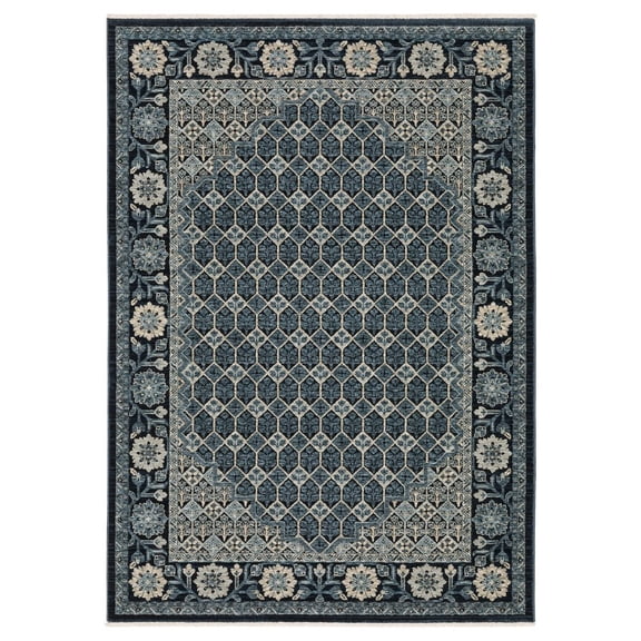 Oriental Weavers Capella Area Rug - CAP03 - 9'10" x 12'10" - in Deep Blue/ Ivory - Vintage Inspired, Stain Resistant, Family and Pet Friendly , Family, Dining, Living Room Rug