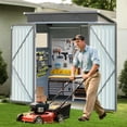 thumbnail image 2 of 5 ft. W x 3 ft. D Outdoor Iron & Solid Wood Lean-To Tool Storage Shed with Two Doors and Windows, 2 of 6