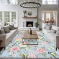 thumbnail image 3 of Blue Spring Floral Area Rugs 5'x8', Small Throw Rugs for Classroom Bedroom, Elegant Farmhouse Flowers Birds Watercolor Indoor Outdoor Rug Non-Slip Low Pile Carpet Runner Reversible Floor Mats, 3 of 8