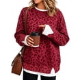 thumbnail image 4 of Crew Neck Sweatshirts Women Oversized Fall French Terry Layered Pullover Sweatshirt Fake Two‑Piece Tops Pullover Casual Split Hem Top, 4 of 4