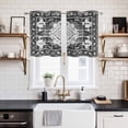thumbnail image 2 of 2 Panels Kitchen Tier Curtains 39 Inch Length, Black Grey Grommets Window Treatment Curtain, Boho Vintage Print Distressed Brick Patterns Thermal Curtains Drapes for Living Room/Bathroom, 2 of 9