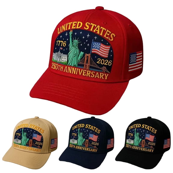 Lispipm Baseball Caps for Women Men 250 Anniversary USA Hat Patriotic Embroidered Hats Outdoor Sun Cap for All Season Black