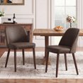 thumbnail image 5 of Modern Upholstered Dining Chairs Set of 6 — Faux Leather Padded Side Chairs with Solid Wood Legs, Ideal for Kitchens and Dining Rooms,Darkbrown, 5 of 11