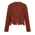 thumbnail image 7 of wycnly Winter Fringe Jacket for Women Suede Coats for Women Party Club Fashion Solid Tassel Cropped Coat Long Sleeve Button Fall Lightweight Faux Leather Outwear Fringe Jacket Under $5, 7 of 7