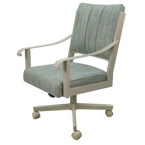 Dining Caster Chair Swivel Tilt - Memphis - Watusi Aquatint Teal Fabric - Beige