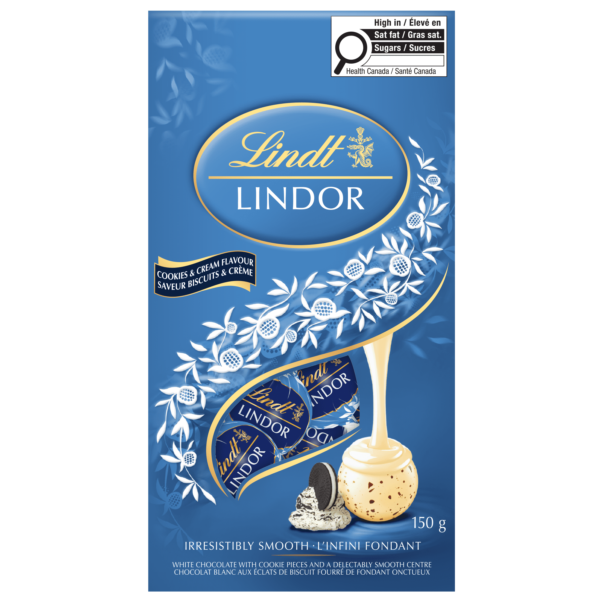 Lindt LINDOR Cookies & Cream Flavour White Chocolate Truffles Bag, 150g, LINDT LINDOR COOKIES CREAM 150G BAG