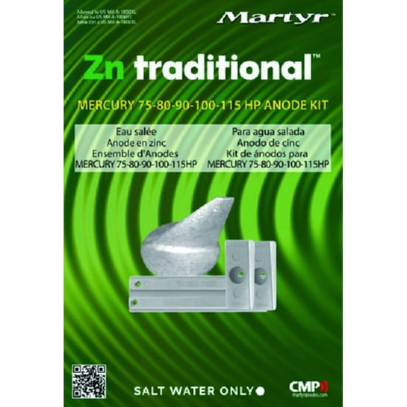 Martyr Anodes Zinc Kit Saltwater Mercury 75-80-90-100-115HP CMM75115KITZ