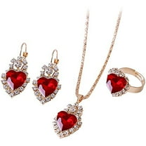 kayannuo Love Heart Necklace Pendant Earrings Ring Set Jewelry For Women s Bracelet Necklace Earrings Set Valentine's Day Gift