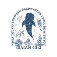thumbnail image 3 of Arlun Women's Whale Ocean Sweatshirts Large Whale Shark Graphic Printed Crewneck Sweatshirt When You Go Through Deep Waters Christian Long Sleeve Pullover Tops Light Blue S, 3 of 3