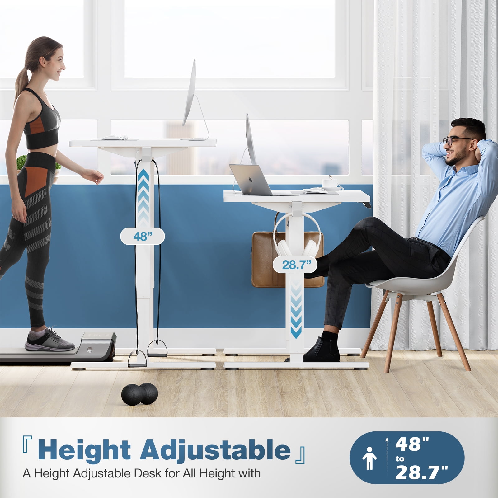 edx Electric Standing Desk, Height Adjustable Desk, 55 x 24 Inches Ergonomic Stand up Desk with Memory Preset and T-Shaped Metal Bracket for Home Office