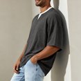 thumbnail image 6 of Fanshiluo Men's V Neck Drop Shoulder Short Sleeve T-Shirt, Fake Two-Piece Loose Casual Top,Size:L,Big and Tall Men, 6 of 7