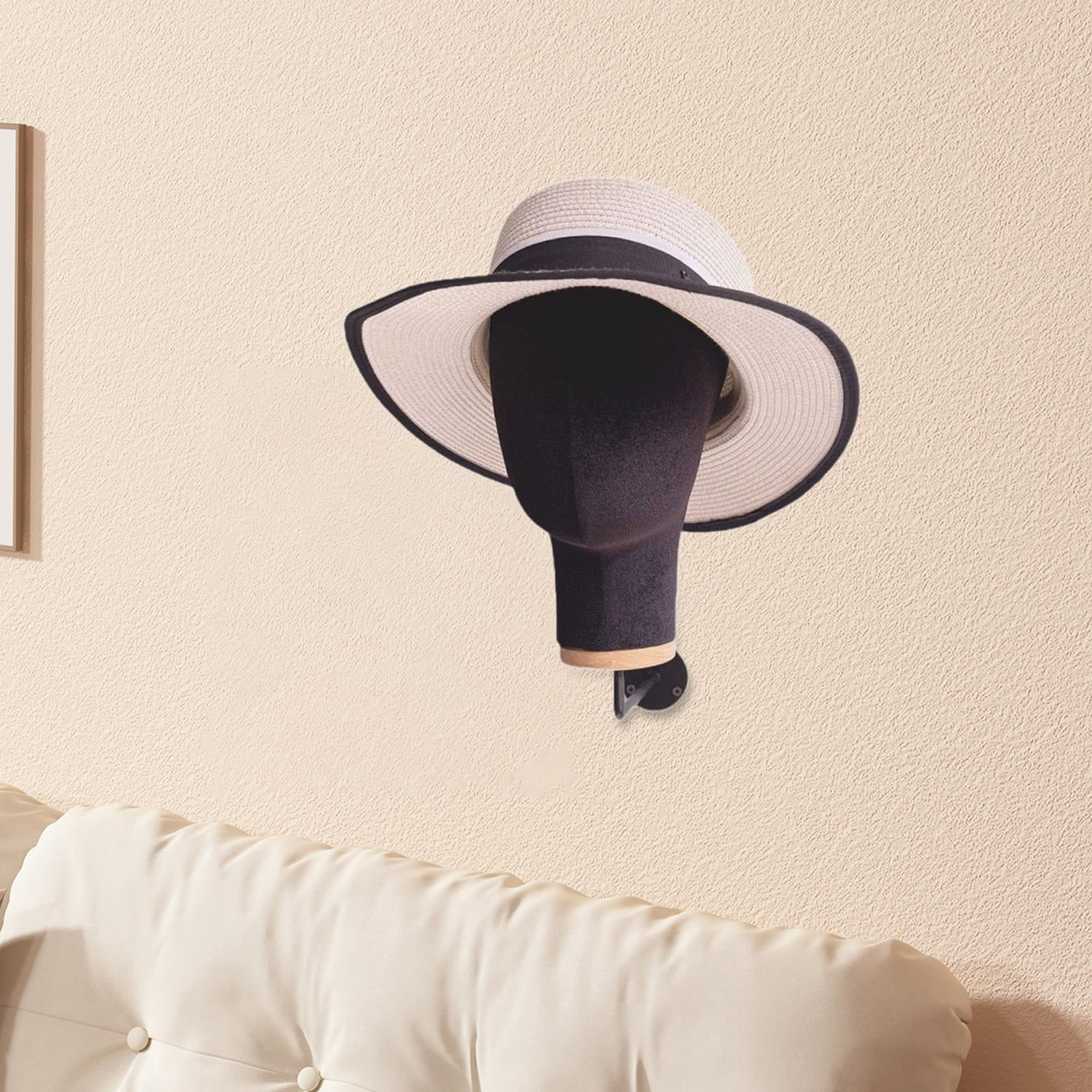 Serenable Mannequin Head, Wall Mount Stand Sturdy Wall Hat Rack, Fashion Lightweight Manikin Head Holder for Home Shopping Mall Black