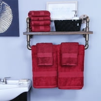 Bamboo Towel and Washcloths Set, 30" x 54", 16" x 30", Crimson by Blue Nile Mills