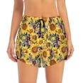 thumbnail image 2 of Vsdgher Sunflowers Vintage Print Women's Running Double Layer Shorts High Waisted with Pockets Elastic Yoga Workout Athletic Gym Sports, 2 of 8