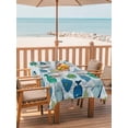 thumbnail image 2 of Outdoor Tablecloth with Umbrella Hole for Patio/Picnic/Party/Camping, Blue Fishes Waterproof Table Cloth Rectangle Table Cover Washable, Cartoon Coastal Ocean Fish Striped Wooden (60"x 84"), 2 of 8