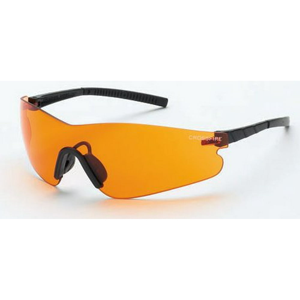12 Pack 30219AF Blade Frameless Safety Glasses Orange Lens Black