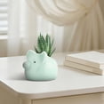 thumbnail image 4 of Cute Animal Shaped Ceramic Small Flower Vase, Light Green Mini Cartoon Animal Plant Pot, Desktop Decor Succulent & Hydroponic Planter, Tiny Cartoon Creature Floral Arrangement Container, 4 of 6