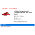 thumbnail image 2 of Left Outer Tail Light Assembly - Compatible with 2018 - 2021 Honda Accord 2019 2020, 2 of 2