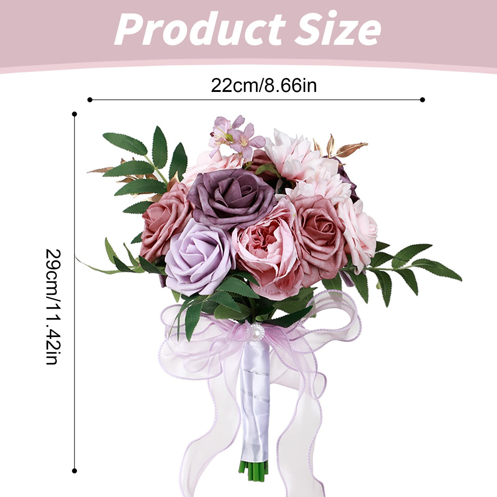 FXMLRLK 1 Pack Dusty Blue Wedding Bouquets for Bride Bridesmaid, White Wedding Artificial Flowers for Wedding Bouquets Ceremony, Anniversary