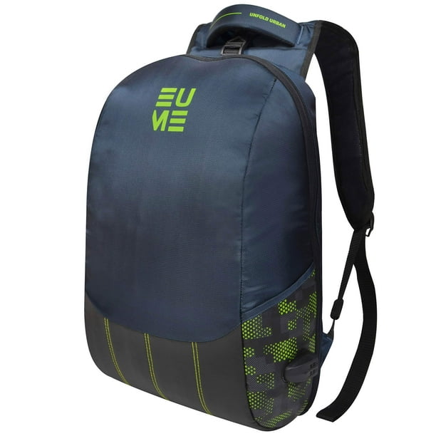 EUME- Wave 26 ltr ANTI-STRESS In-built MASSAGER Laptop Backpack with 2 USB  Port (Navy Blue and Pear Green)