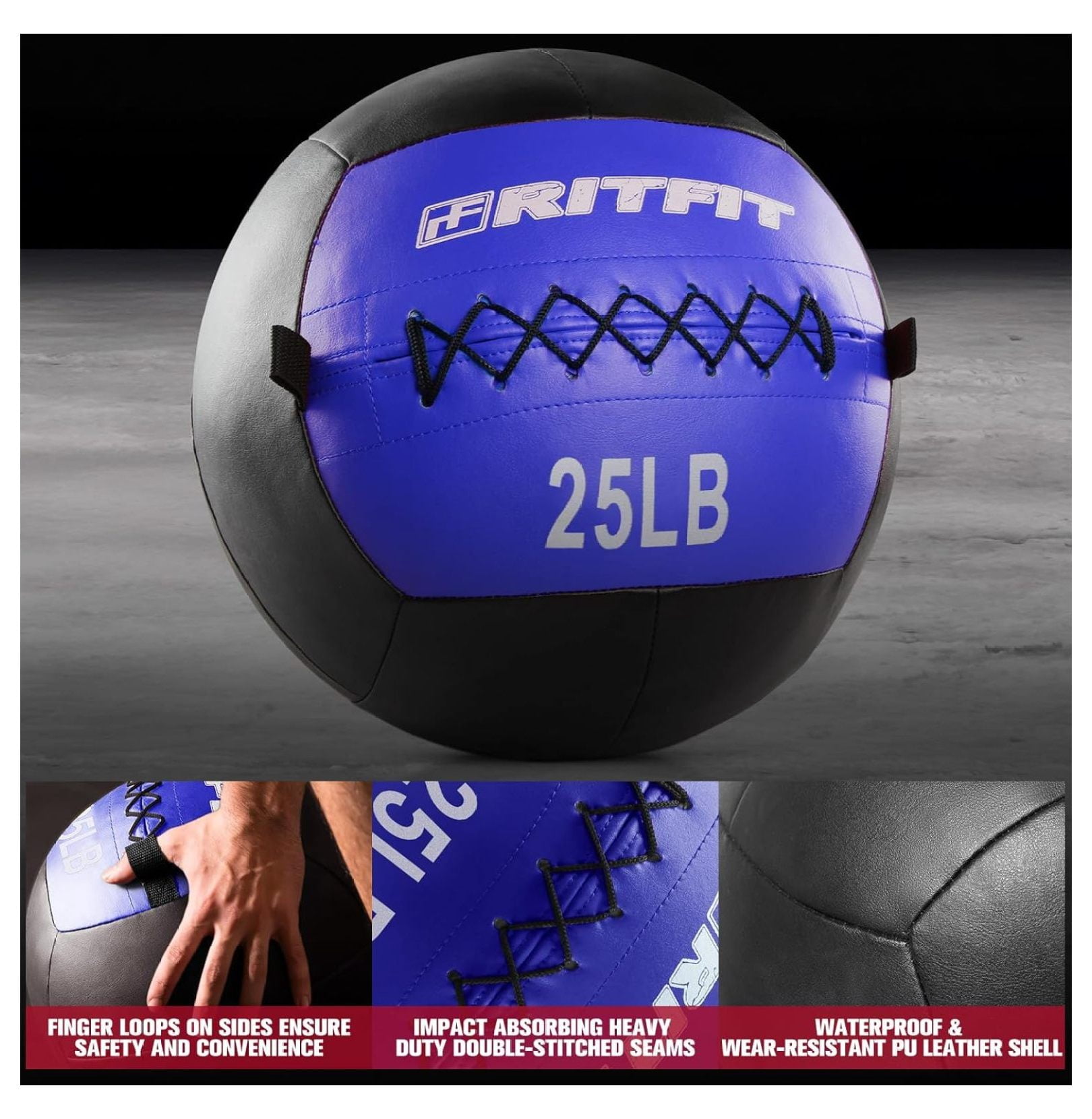 Medicine Ball for Exercise - Weighted Wall Balls for Slam Balls, CrossFit, & Gym - Soft PU Leather Fitness Ball for Strength Training (5-30 lbs)