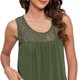 thumbnail image 4 of Camisetas sin mangas con cuello redondo para mujer, camisa informal holgada de encaje de Color puro, plisada, sin mangas, para la vida diaria, 4 of 7