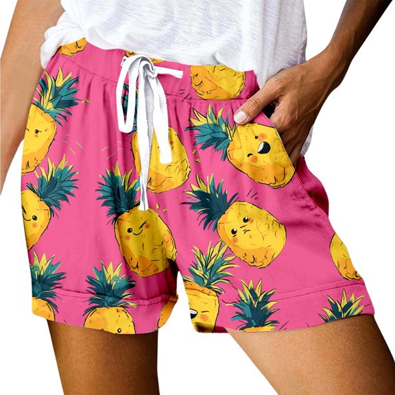 Shorts for Women, Sports Shorts for Women,Women's Casual High Waisted Sports Shorts with Loose Fit and Print Design for Active including Pocket and Lace Up Feature