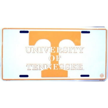 Tennessee T Checkerboard License Plate - Embossed Metal Auto Tag With Team Colors (6x12 Inches, Officially Licensed)