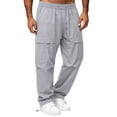 thumbnail image 3 of Afuyipoi Mens Cargo Pants Elastic Waist with Drawstring Windproof Outdoor Sports Jogger Trousers Gray Size XL, 3 of 9