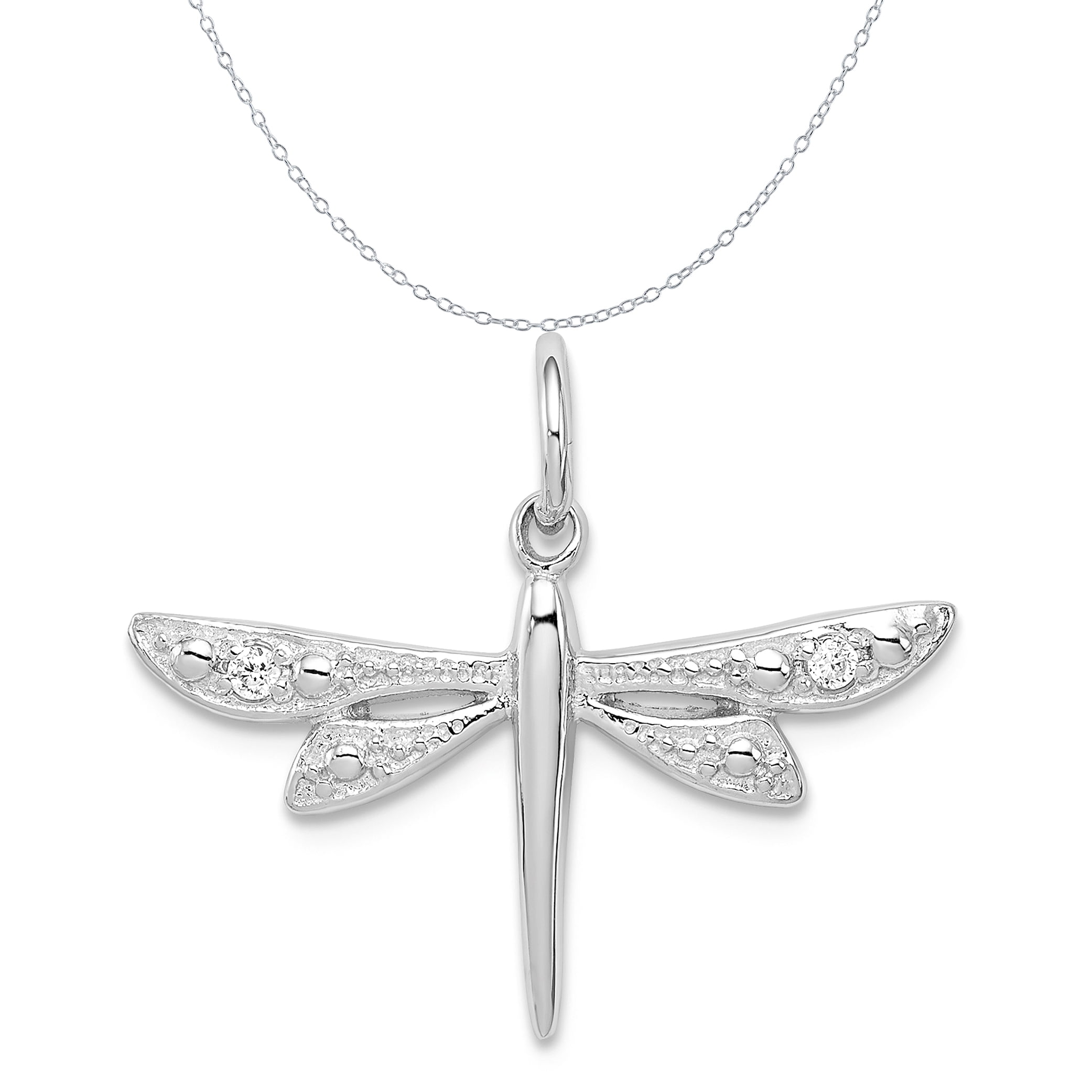 925 Sterling Silver Filigree Style Dragonfly Pendant Charm 22 x 30 mm 