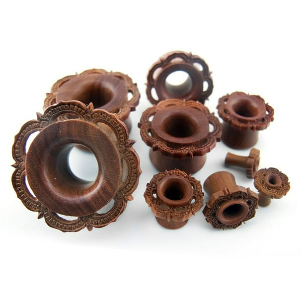 1 2 12mm Ornamental Wood Tunnel Plugs Ear Gauges 2pieces Walmart Com