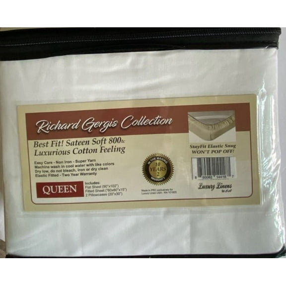 Luxury Linens USA - Queen White -  Richard Gergis Hotel Collection