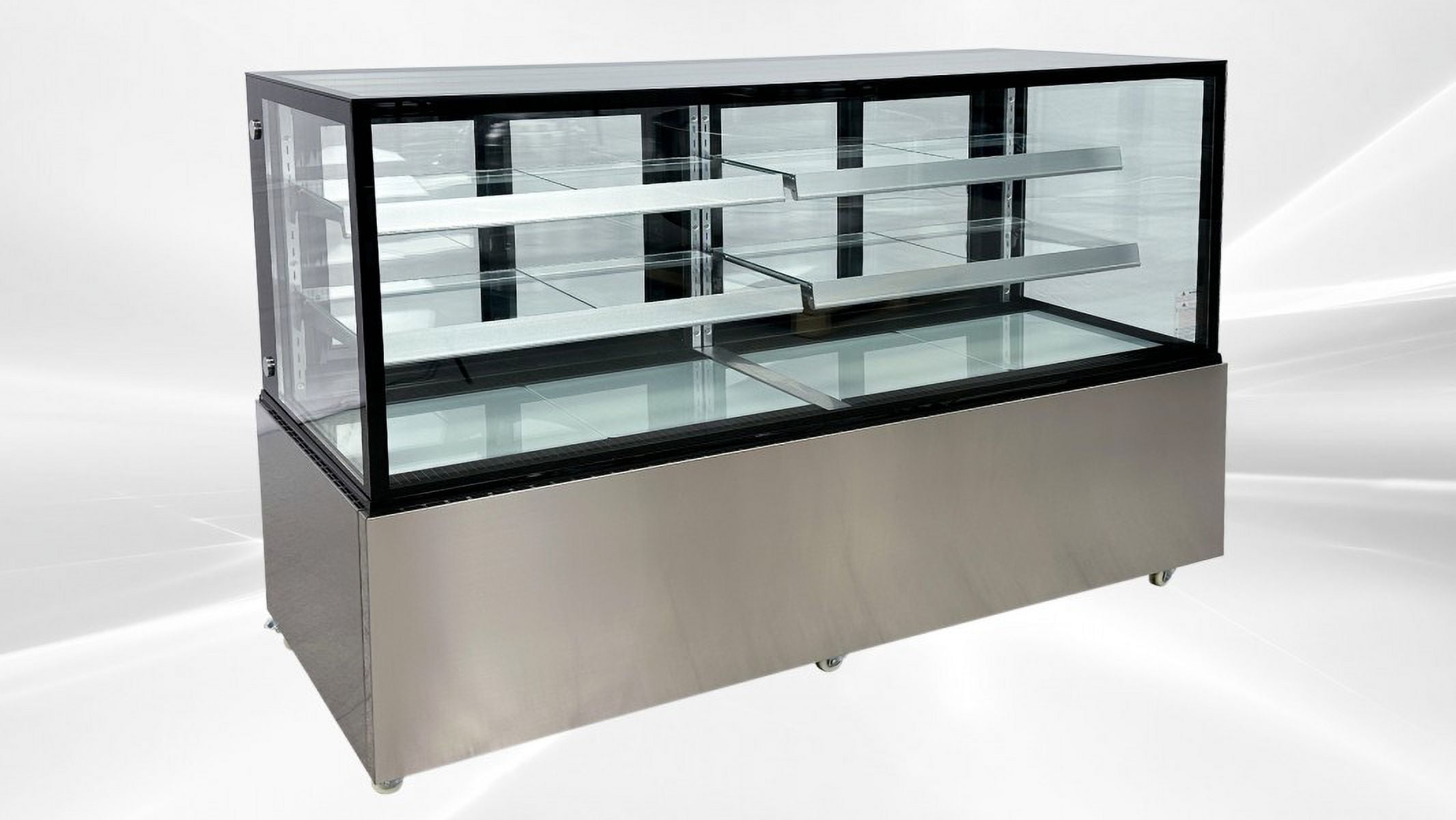 Cooler Depot 72" Refrigerated Cake Showcase Bakery Cooling Display Case, Curved Glass Commercial Bakery Display Refrigerator, LED Lighting, Adjustable Shelves, ETL Certified