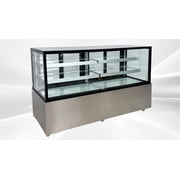 Cooler Depot 72 Refrigerated Cake Showcase Bakery Cooling Display Case, Curved Glass Commercial Bakery Display Refrigerator, LED Lighting, Adjustable Shelves, ETL Certified