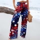 thumbnail image 2 of WILLBEST Pantalones Casuales para Mujer, elegantes Pantalones Largos de Pierna Ancha Elástica de Cintura Alta con Estampado Del Día de La Independencia y Bolsillos para Mayor Comodidad. Extra Grande, 2 of 5