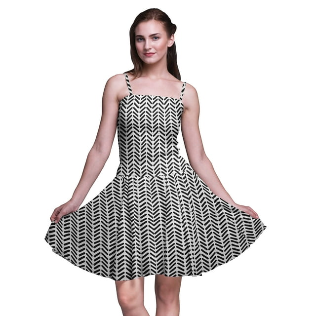 Bimba Robe de Soleil Mini à Taille Smockée Géométrique pour Femmes Imprimée pour Fête d'Été-TTG