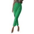 thumbnail image 2 of Women's High Waisted Dress Pants Slim Fit Stretchy Professional Office Wear Capri Pants Comfortable Workwear Green M Size, 2 of 5