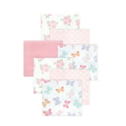 Little Treasure Hudson Baby Girls Cotton Poly Flannel Receiving Blankets 7-Pack, Pink Pastel Butterfly, 30x30 inches