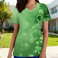thumbnail image 2 of YOIAVAIOY Green Womens Scrub Tops Irish Clover Scrubs Top St. Patrick's Day Printed Graphic Working Uniform St. Patrick's Day Holiday Workwear XXXXL, 2 of 6