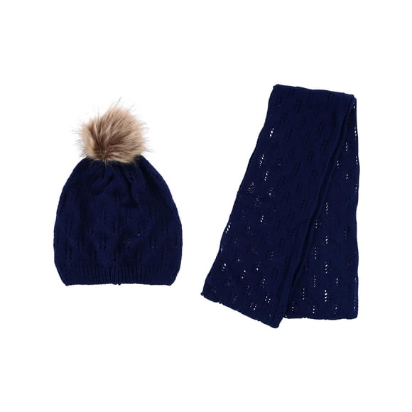 Connex Gear Ensemble Bonnet en Tricot Acrylique avec Pompon et Foulard Infini (Femmes)