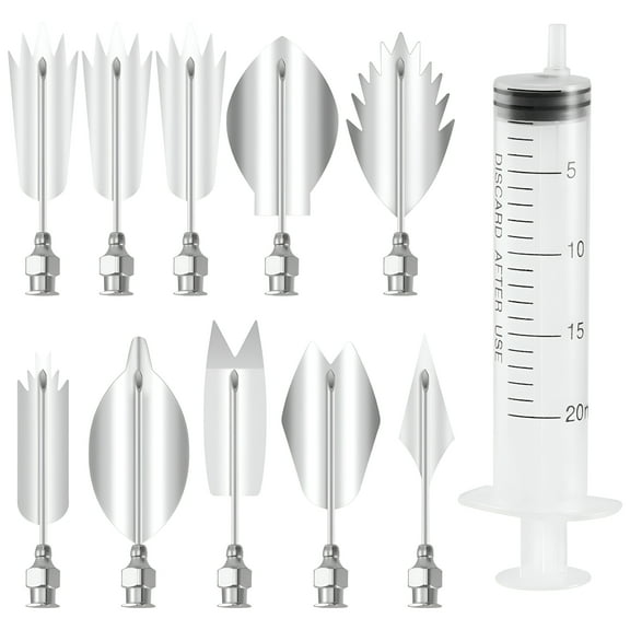 ACDANC 11PCS/Set 3D Jelly Flower Art Tools Jelly Cake Gelatin Pudding Nozzle Syringe Nozzle Kit Cake Decorating Tools