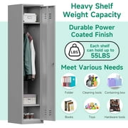 Metal Lockers for Employees,71Metal Storage Cabinet with Lock,1 Door Steel Storage Locker Cabinet for Home,Gym,School, Office,Garage-Assembly Required(Gray)