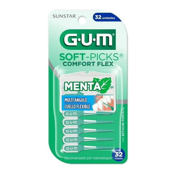 Palillos dentales GUM Soft-Picks comfort flex menta 32 pzas